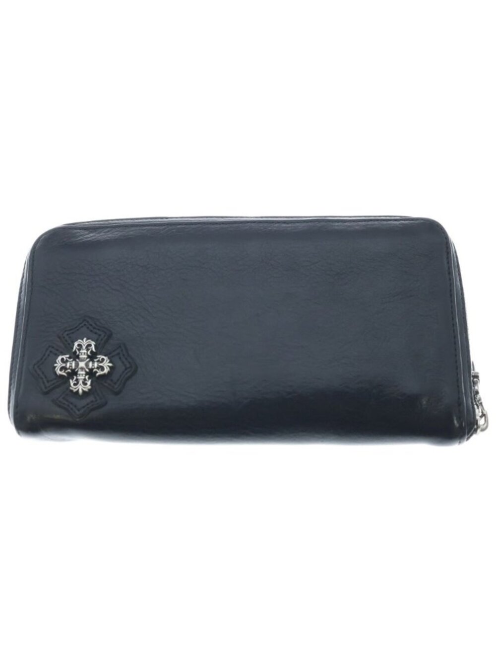 Chrome Hearts Rec Zip Filigree Cross Zip Around Wallet Black